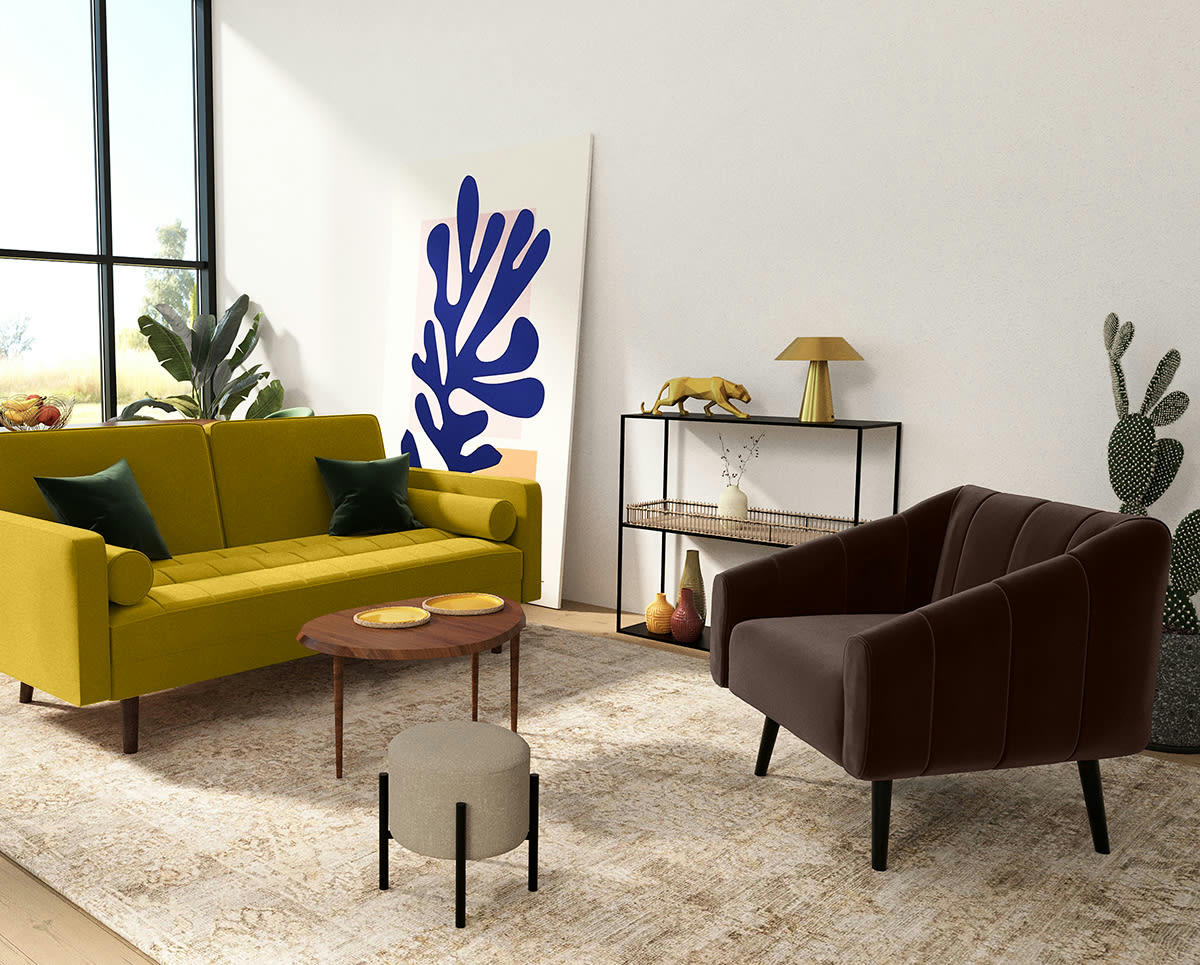 EDITH - Fauteuil en velours marron