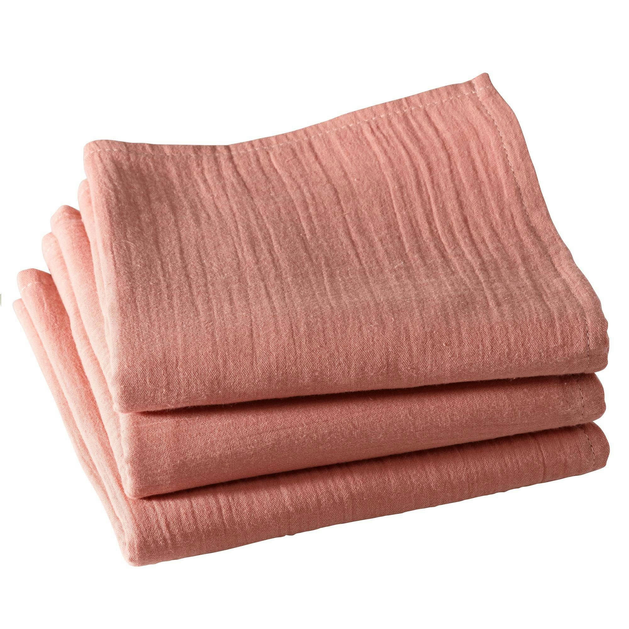 OLIVIASERV - Lot de 3 serviettes de table 43x43 rose en coton