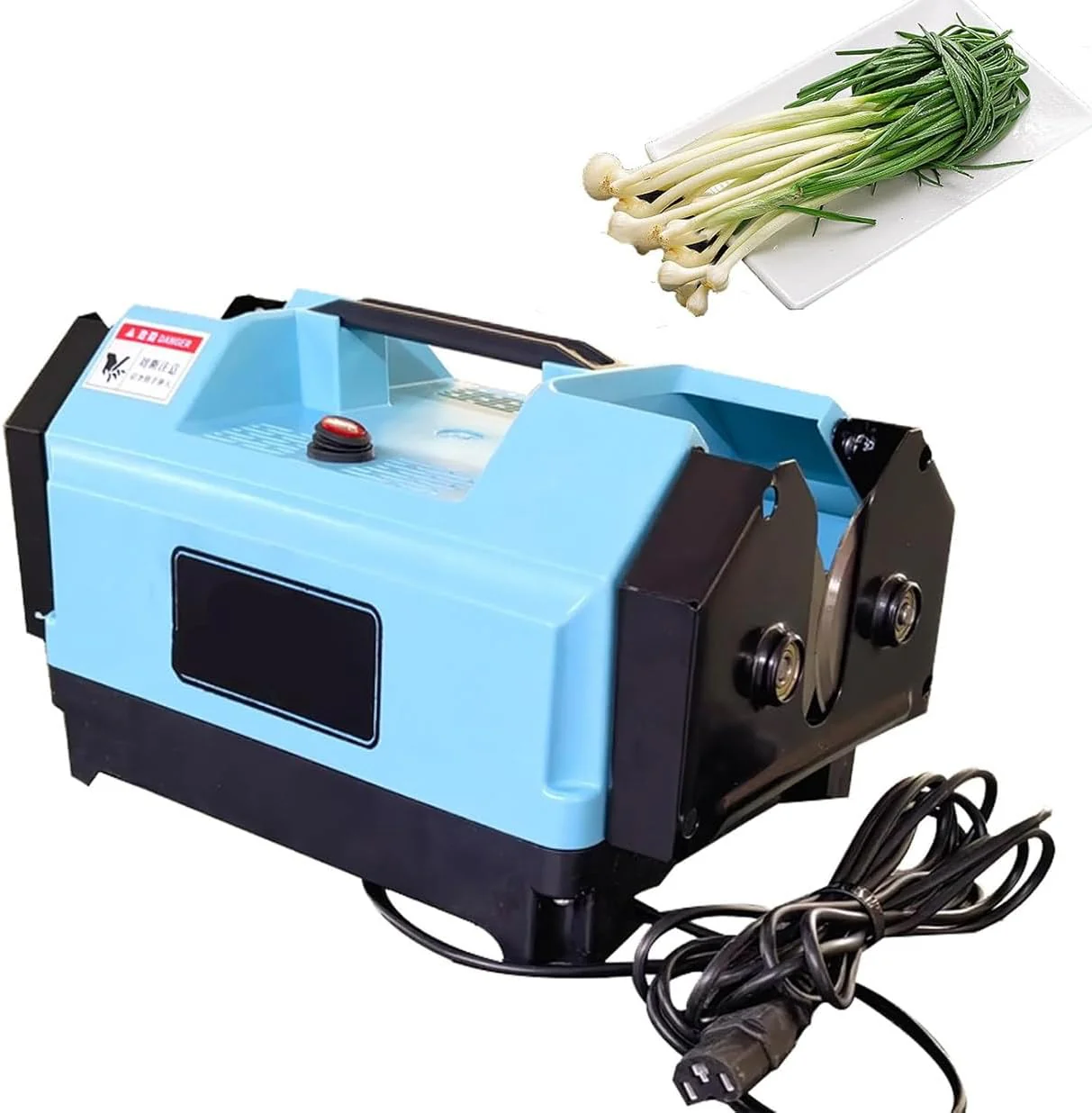 Electric Double Head Garlic Root Cutter Top Tails Remover Machine Blue(Blue)