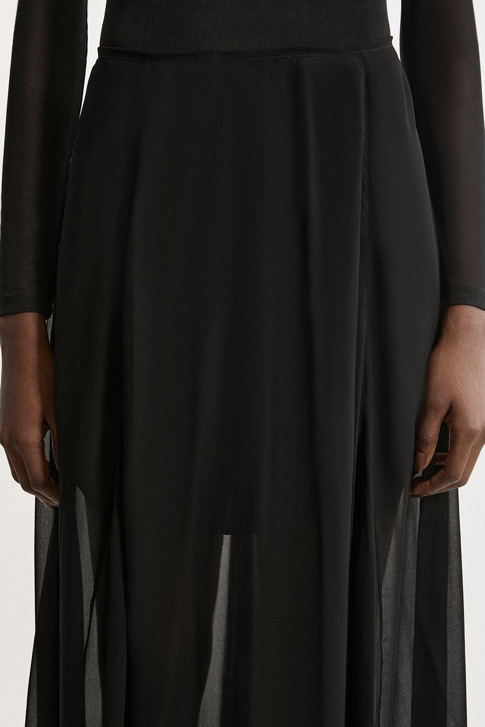 KarenMillen Sheer Viscose Georgette Woven Maxi Skirt