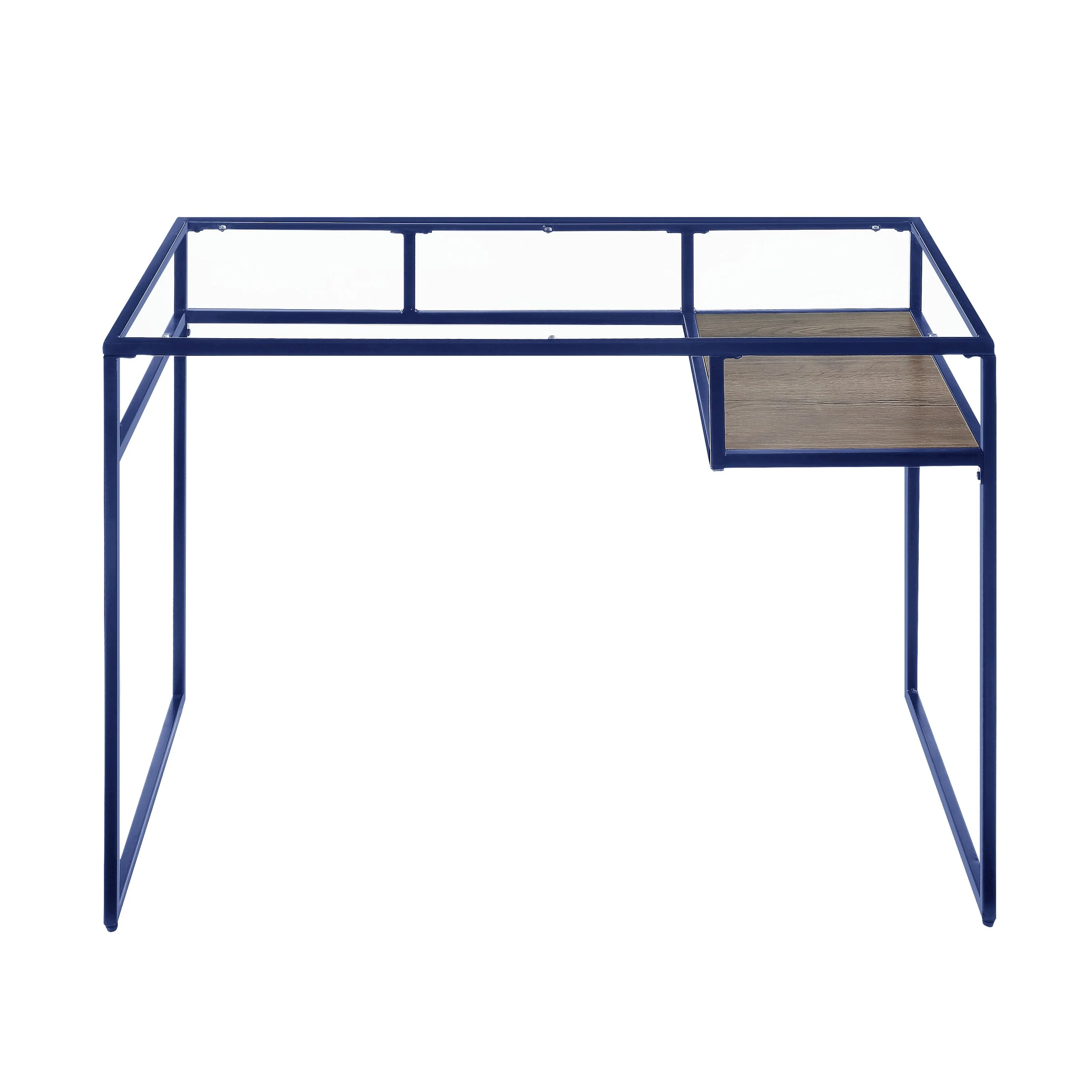 Yasin Glass Top & Blue Finish Writing Desk