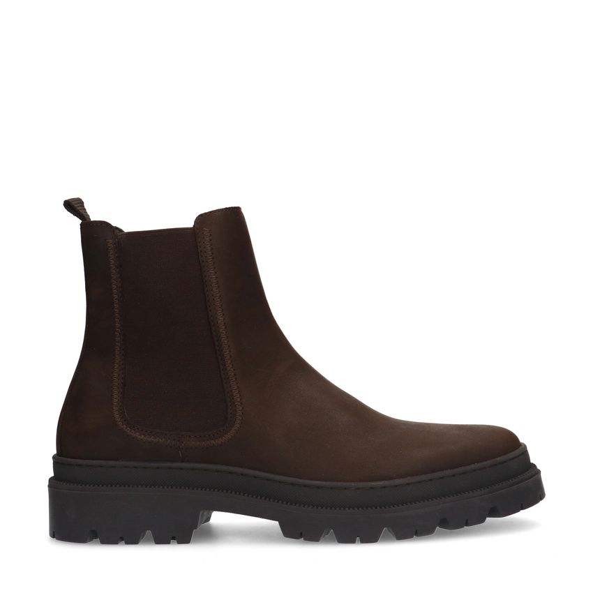 Manfield Bruine leren chelsea boots
