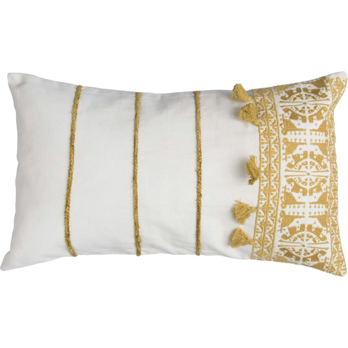 NEO BERBÈRE - Housse de coussin coton  50x30 jaune moutarde