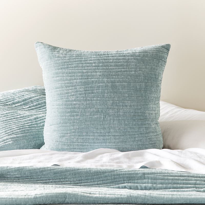 Mira Velvet Blue Grey Quilted Coverlet Separates