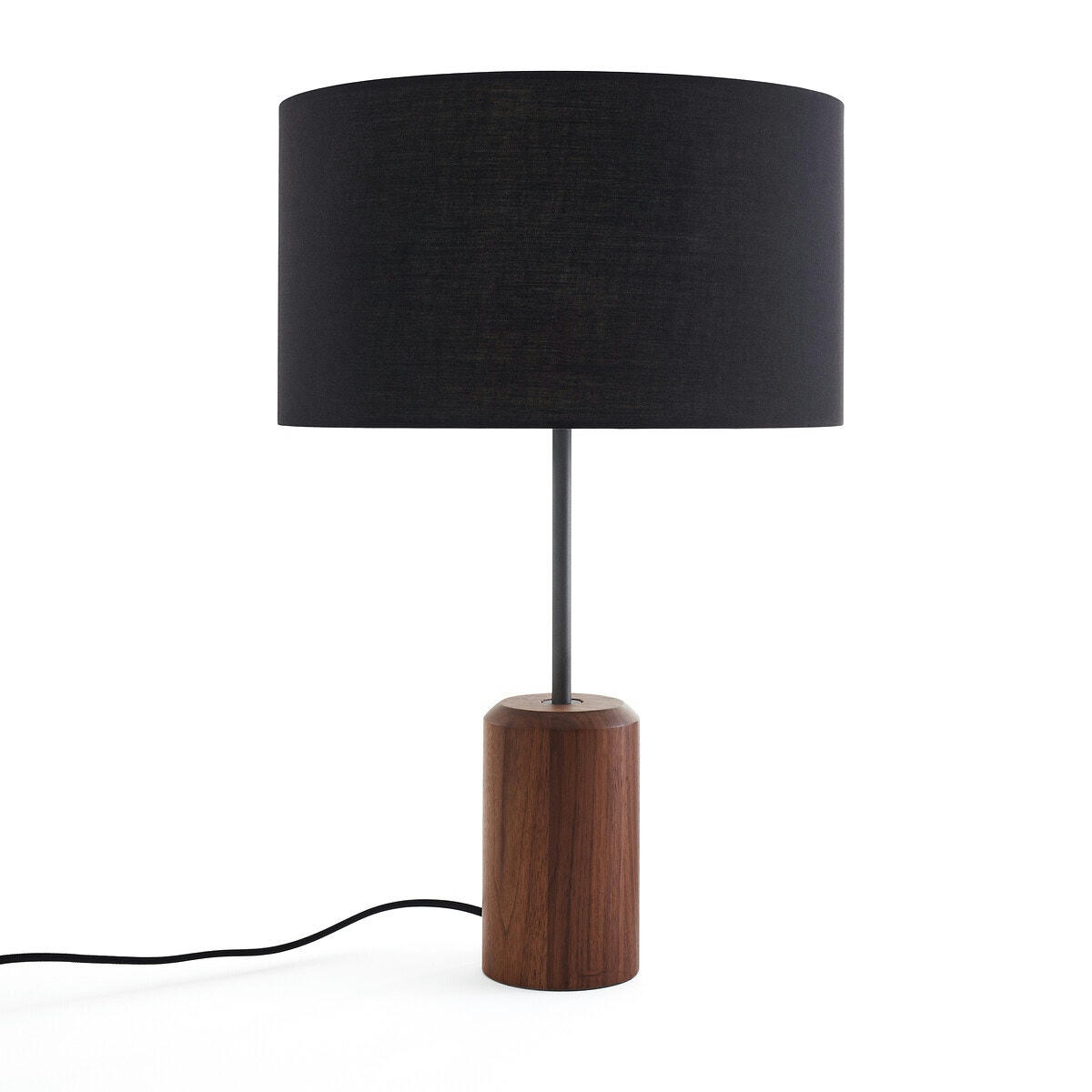 Lampe à poser en noyer, métal fer et coton, Noyana