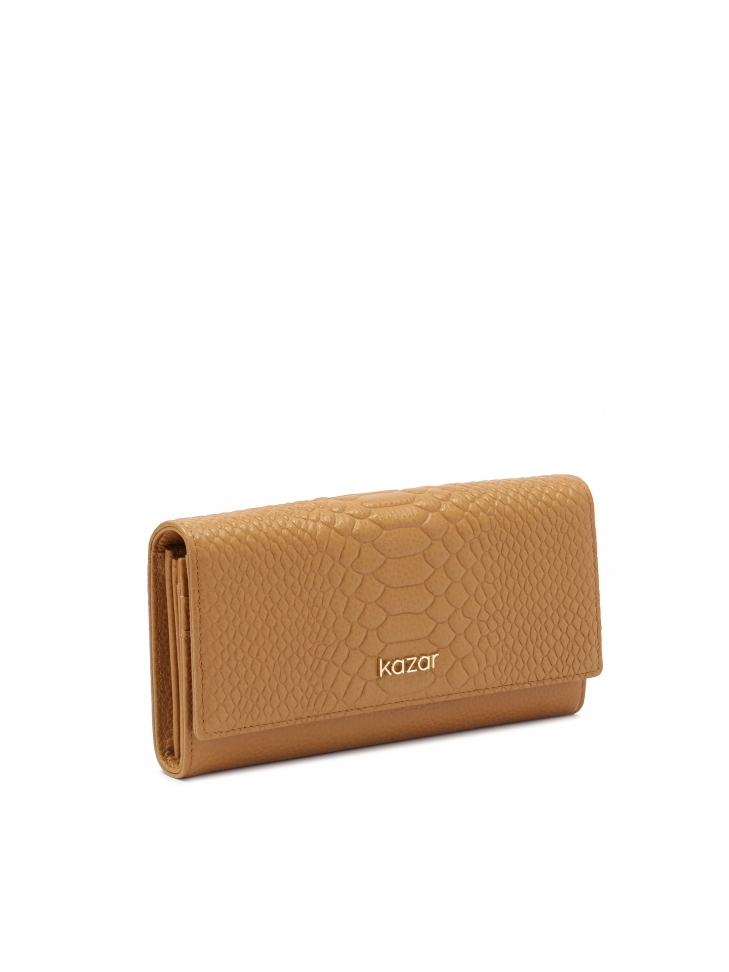 Light brown wallet with embossed pattern