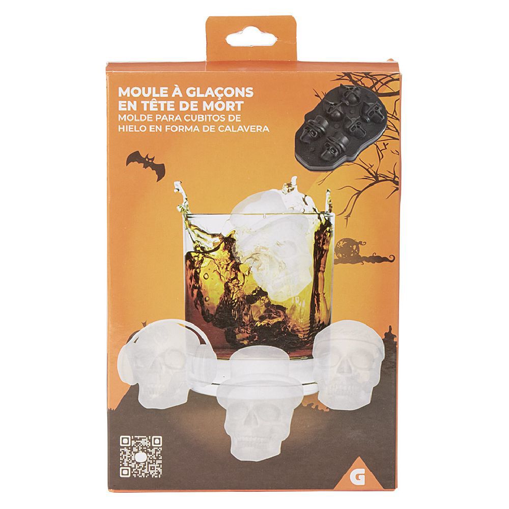 Moule à glaçons tête de mort silicone noir