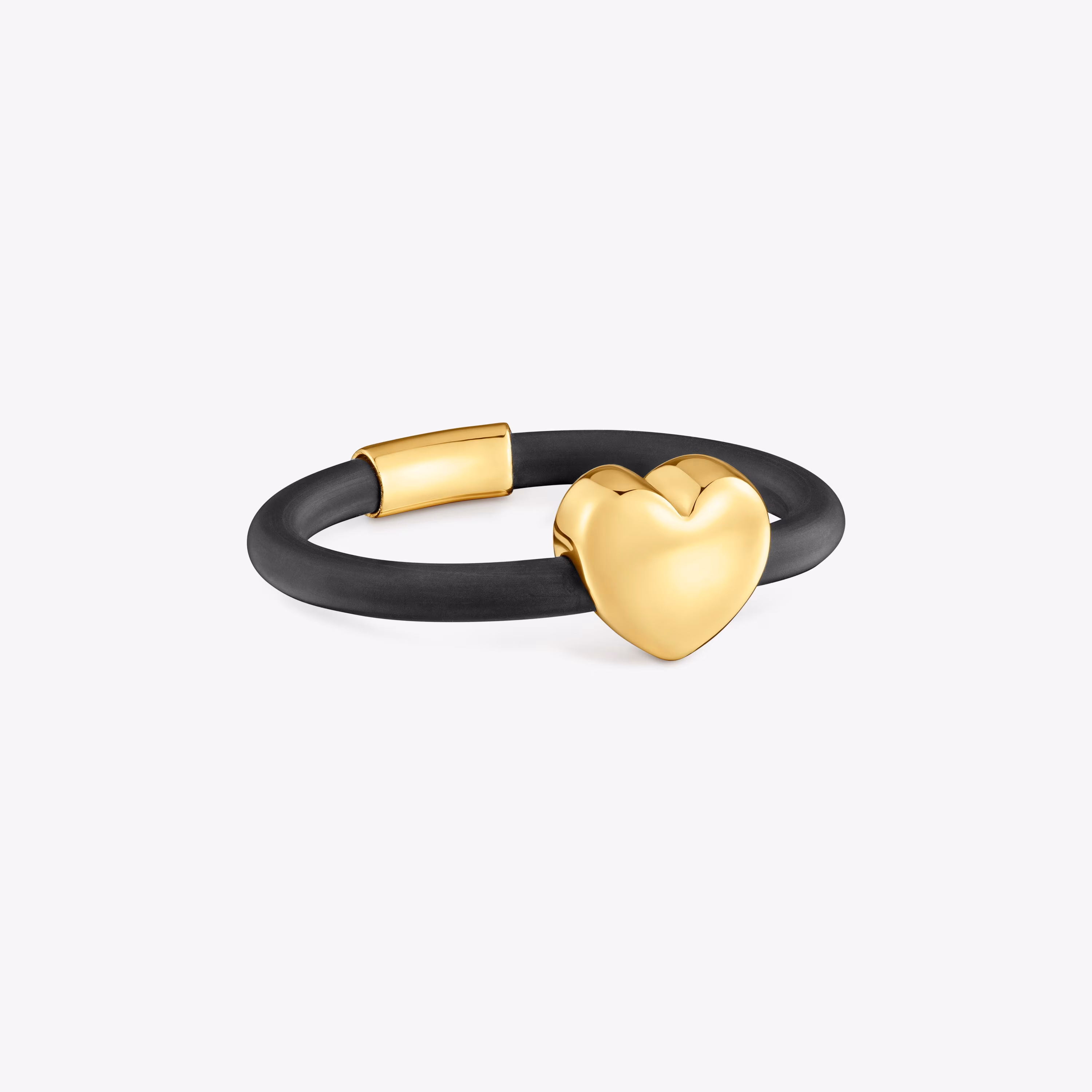 Anillo corazón de oro 14 kt y caucho Bold Motif