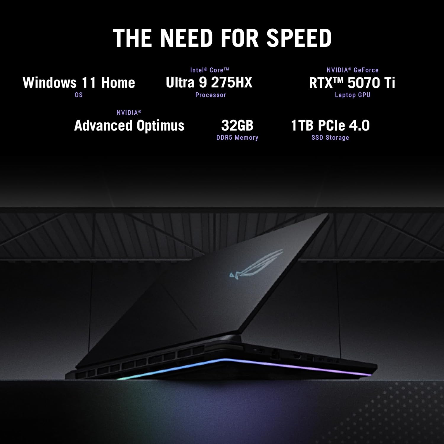 ASUS ROG Strix G16 (2025) Gaming Laptop  16” ROG Nebula Display 16:10 2.5K 240Hz/3ms  NVIDIA® GeForce RTX™ 5070 Ti GPU  Intel® Core™ Ultra 9 275HX Processor  32GB DDR5  1TB SSD  Wi-Fi 7  Win11 Home