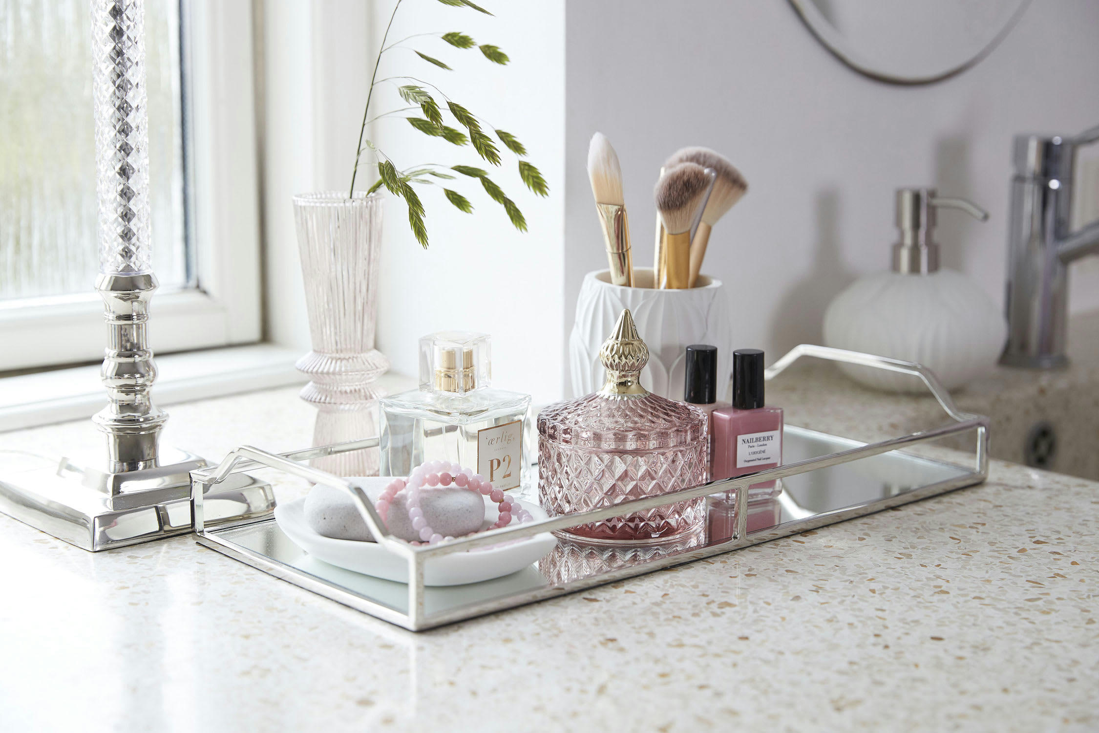 Nora - Pot Nora en verre rose