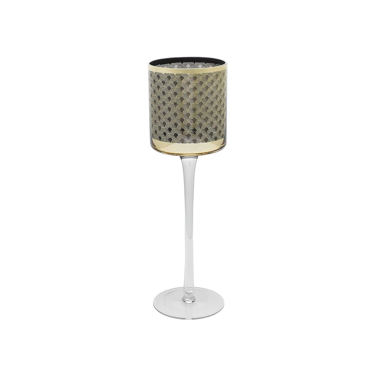 EMOTION - Porte-Bougie à pied en verre doré et transparent H30