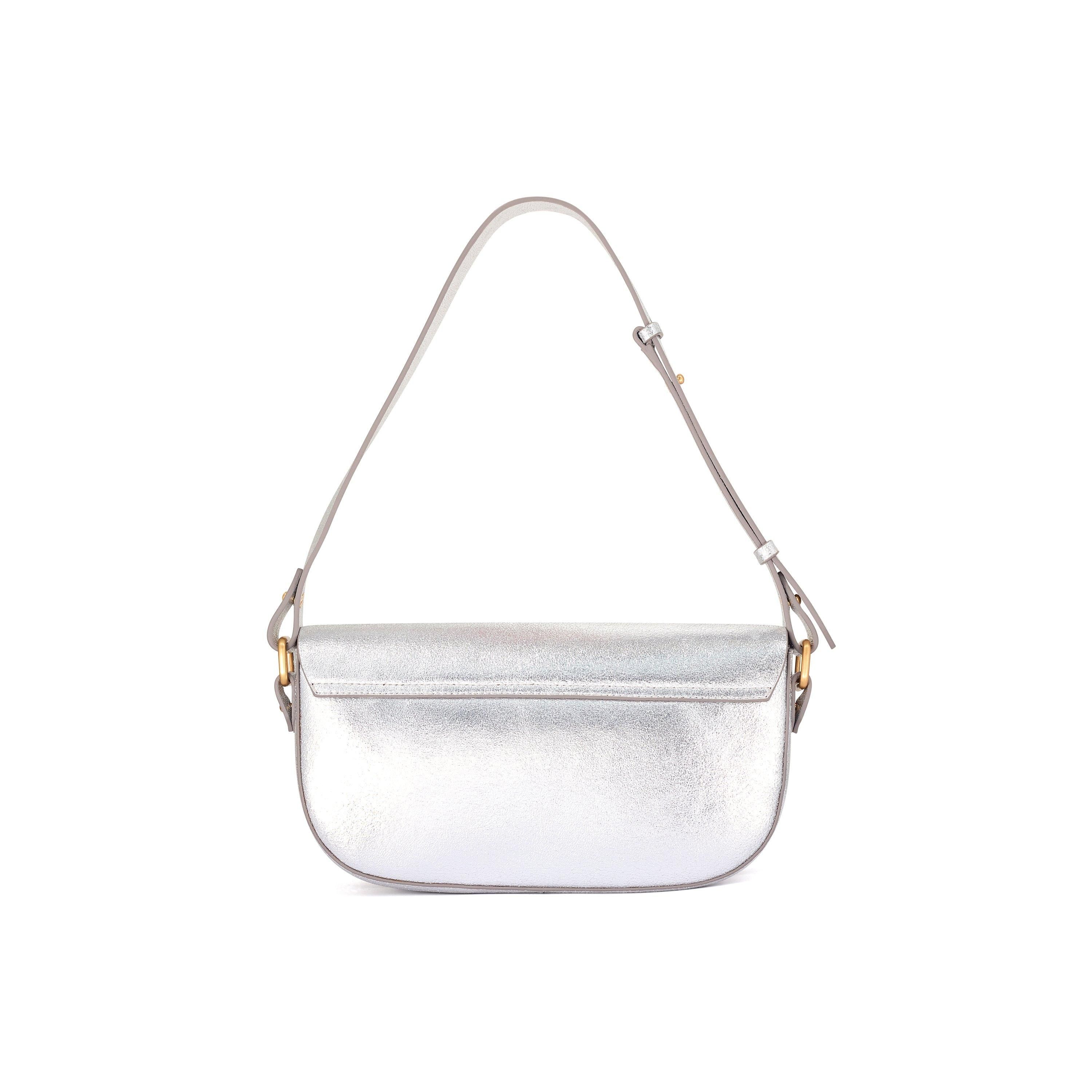 Clarks Baguette Dress Silver Leather Shoulder Bag