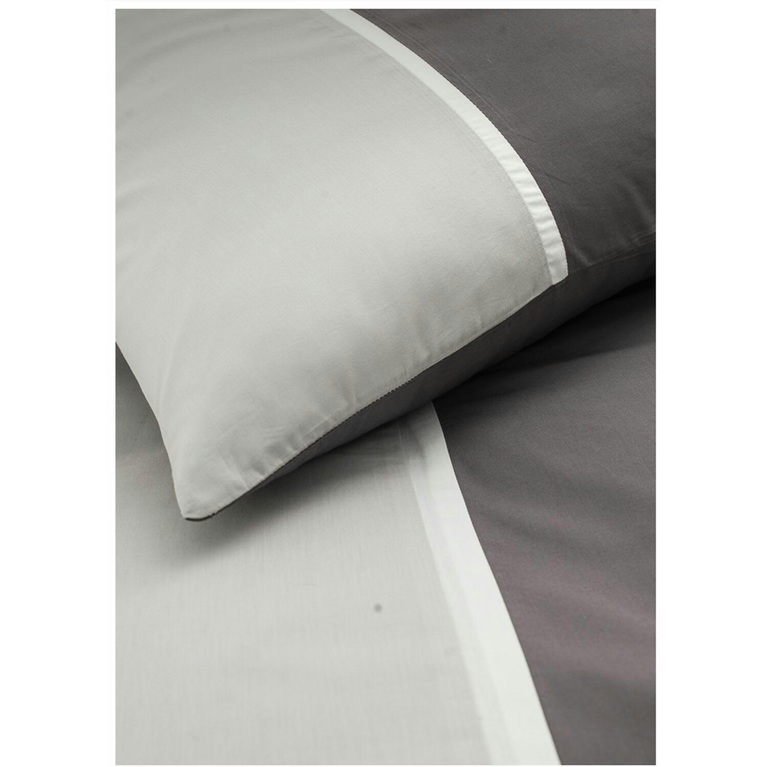 LEONIE - Parure de lit 2 personnes bicolore en Percale de coton Gris 220x240 cm