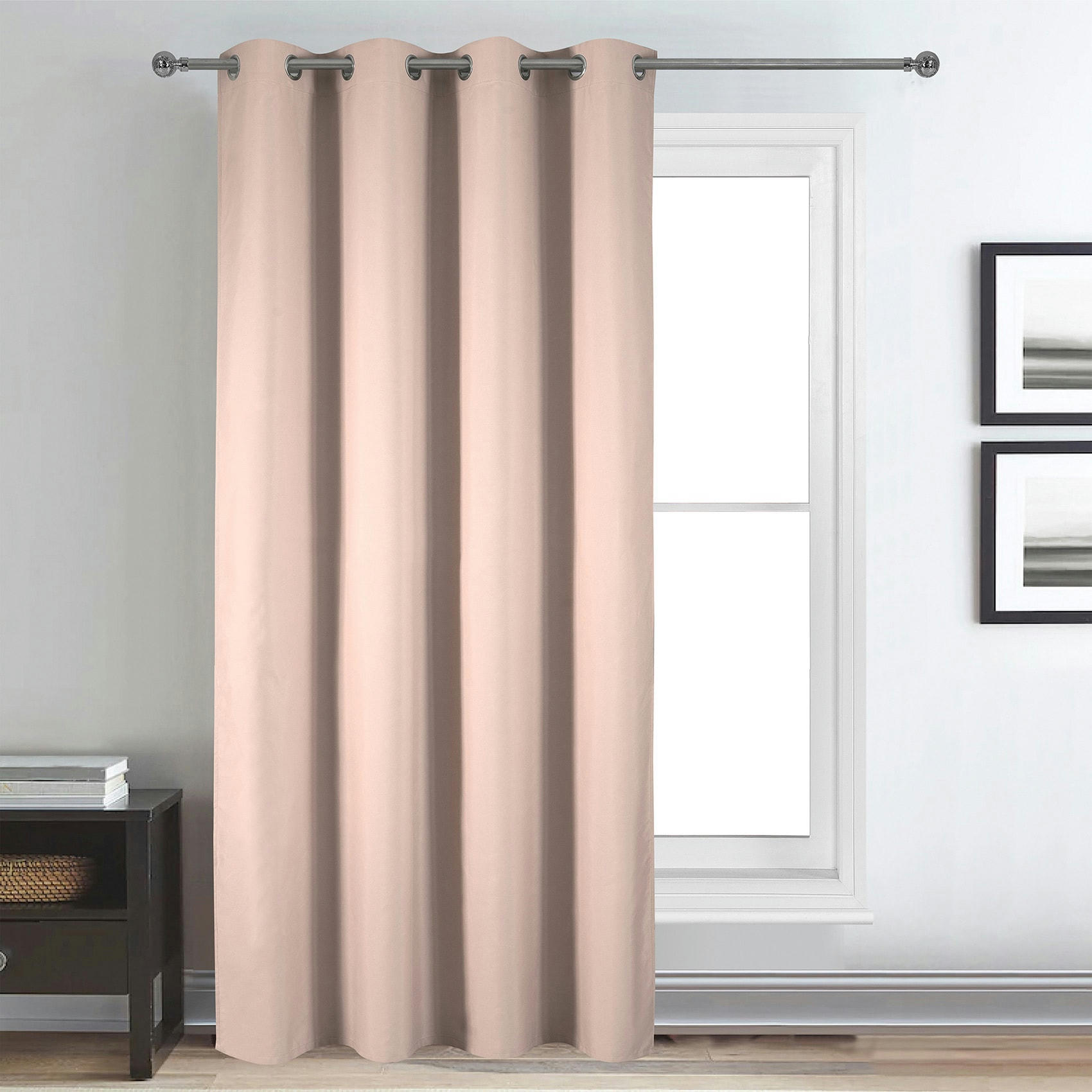 - Rideau déco uni occultant et thermique rose clair