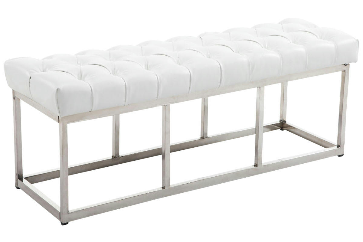 AMUN - Banquette avec pieds en métal assise en similicuir Blanc