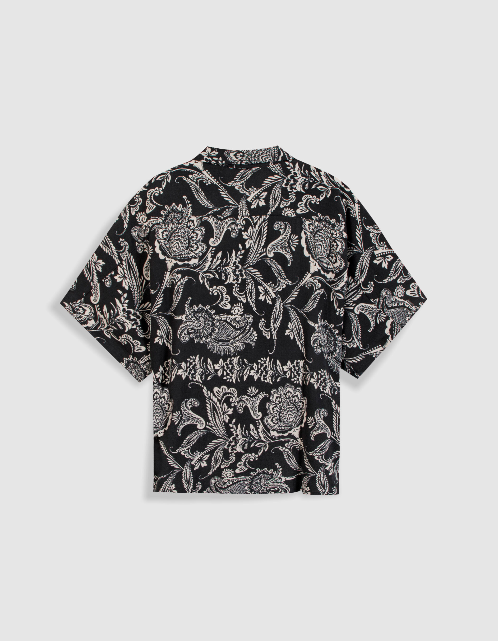Chemise fluide noire imprimé floral baroque Femme