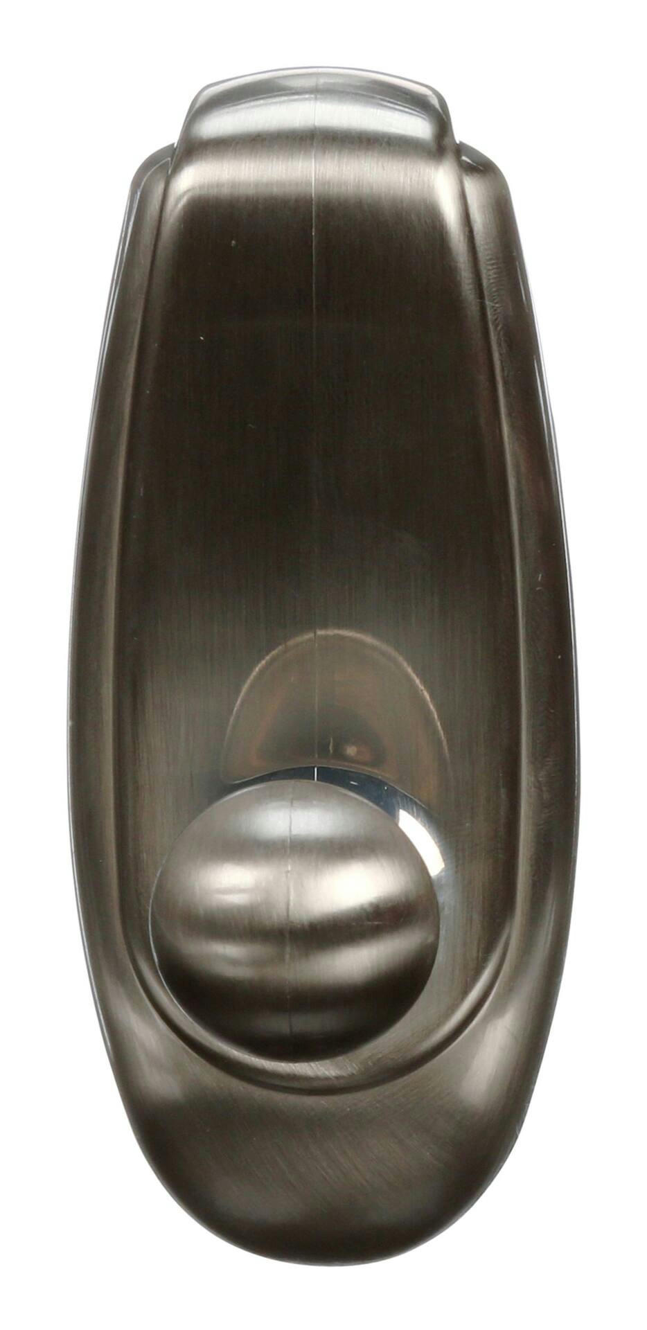 Command Timeless Decorative Metallic Hook with Adhesive Strips, Brushed Nickel, 5-lbs, 1-pk