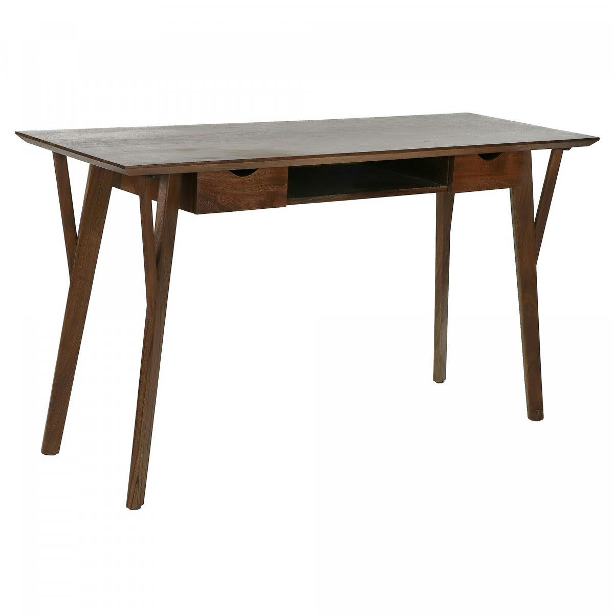 CORNEILLE - Bureau vintage en bois massif avec tiroirs marron