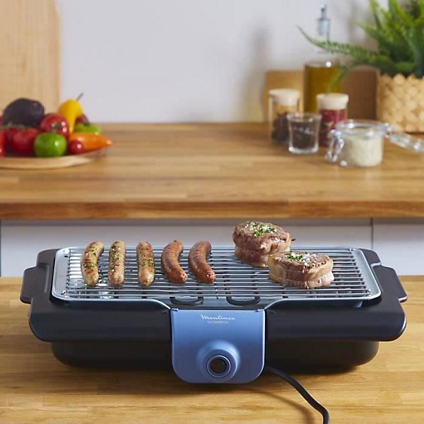 MOULINEX Accessimo Barbecue électrique, 2100 W, nettoyage facile, bac à eau, réduction fumée   odeurs, made in France BG134812