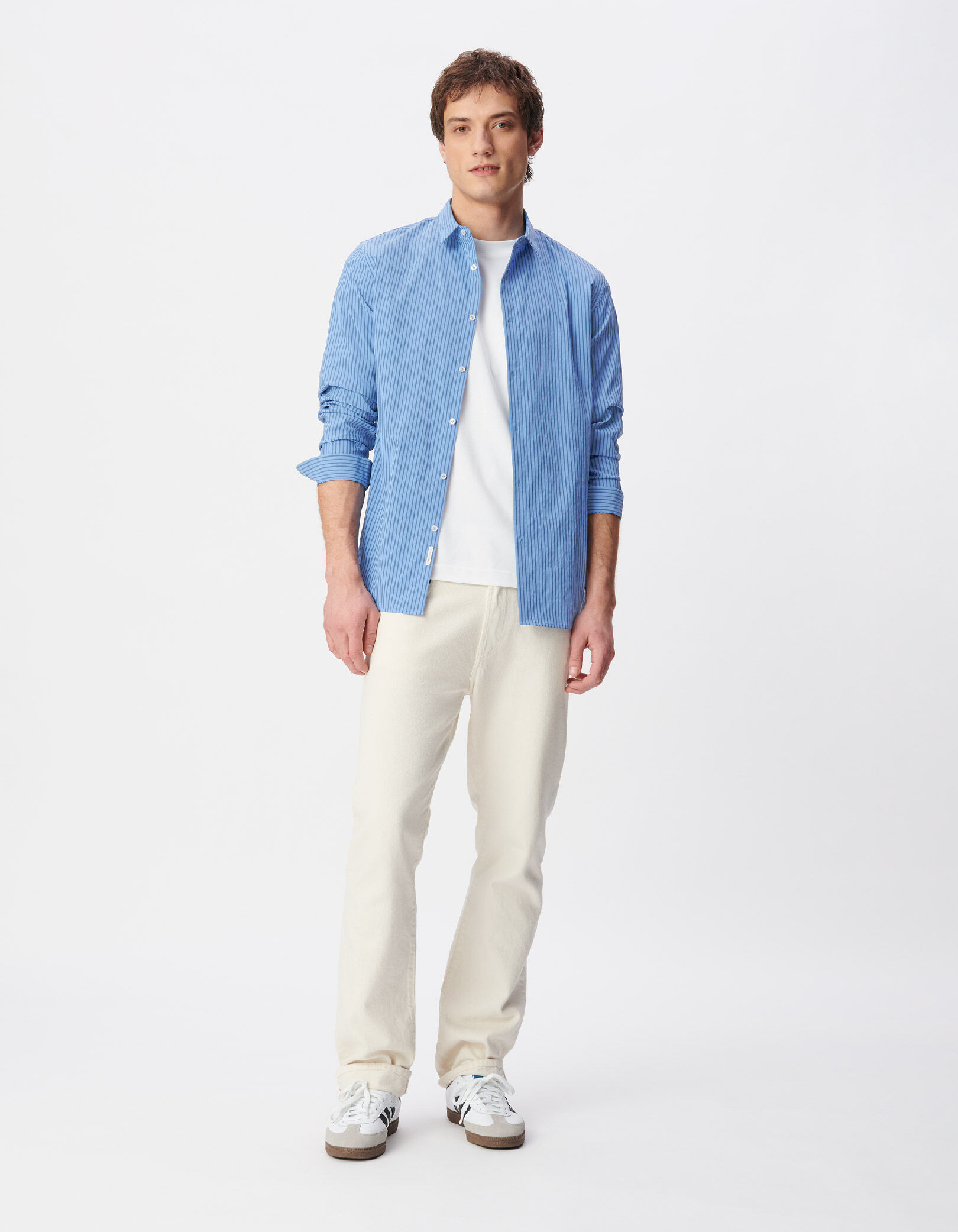 Chemise slim bleue rayée EASY CARE Homme