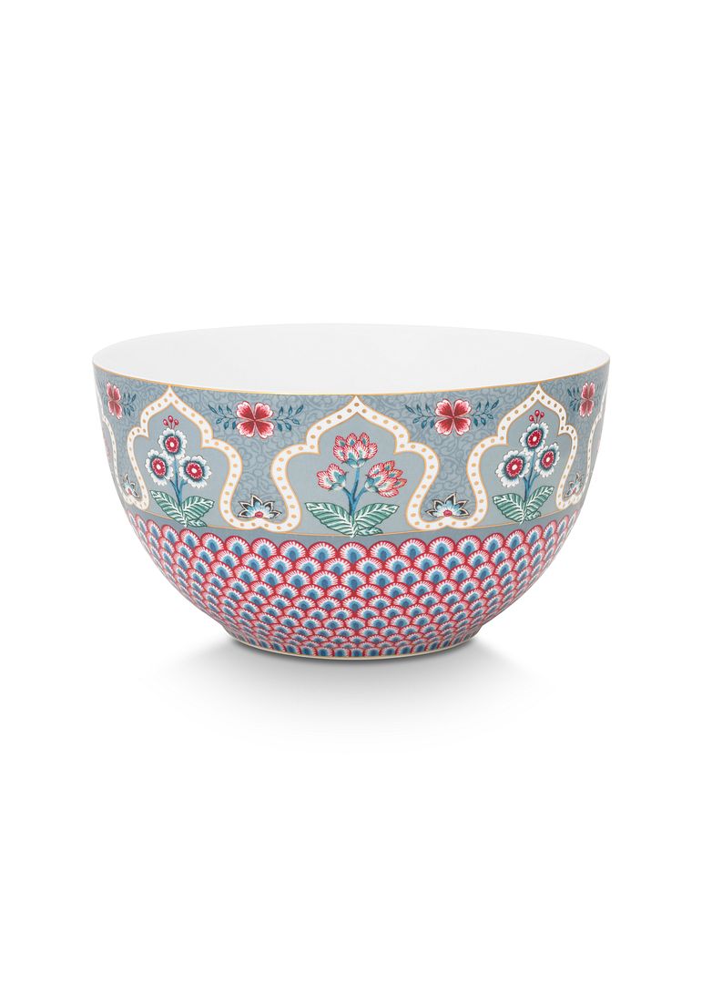 Pip Studio Flower Festival Scallop Deco Kom - Servies - Serveerschaal - Lichtblauw - 18cm