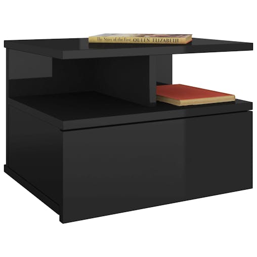 NNEVL Floating Nightstands 2 pcs High Gloss Black 40x31x27 cm Chipboard