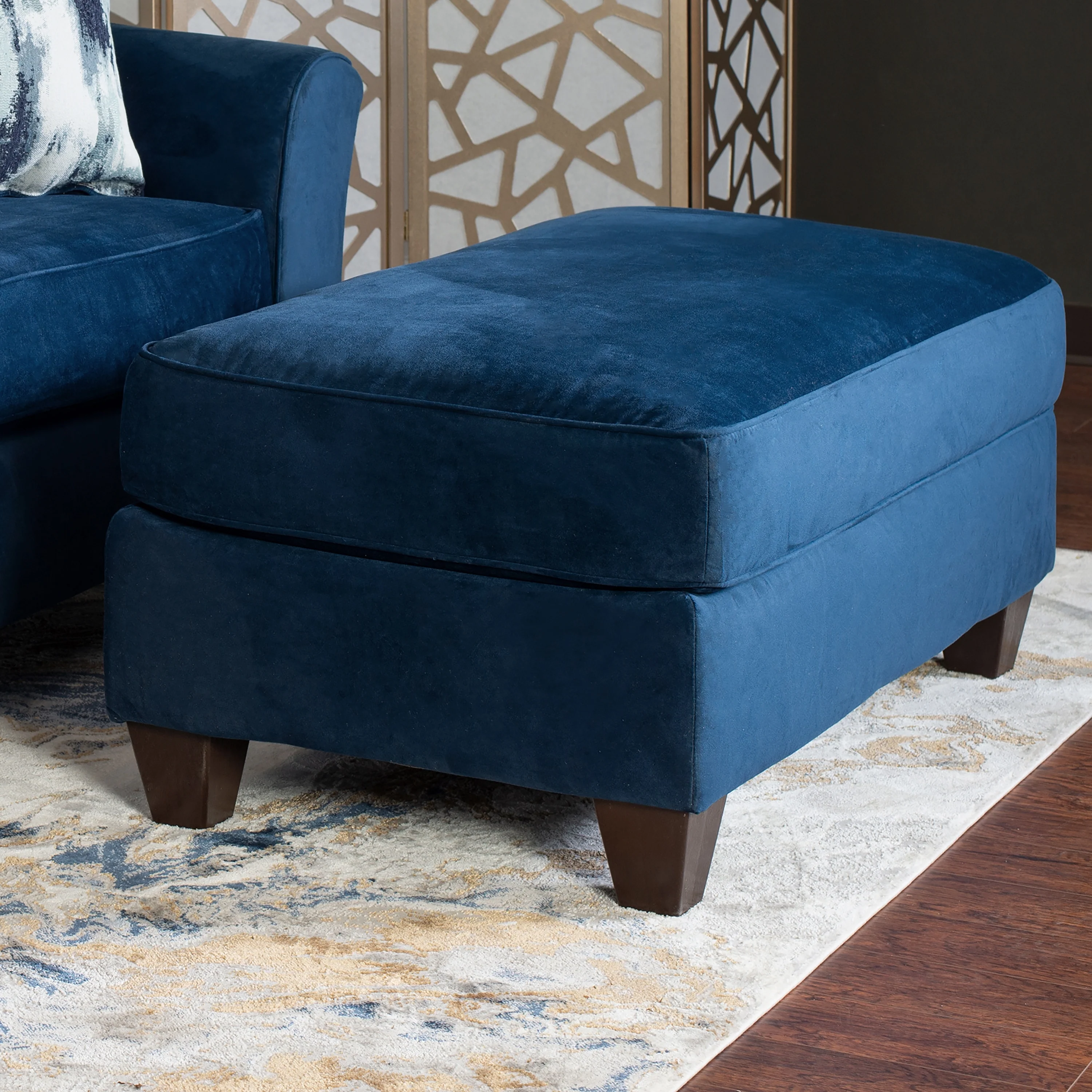 Roundhill Furniture Camero Fabric Cocktail Ottoman in Navy Blue