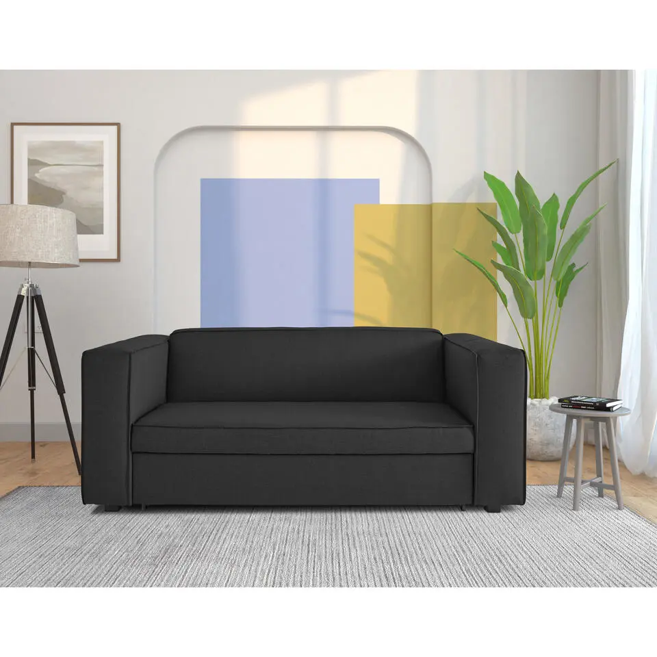 Asmund - Slaapbank 2-zits in antraciet linnenoptik