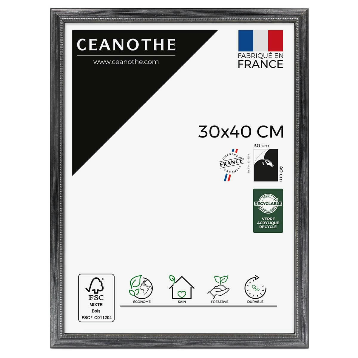 PERLE - Cadre photo Perle noir 30x40 cm