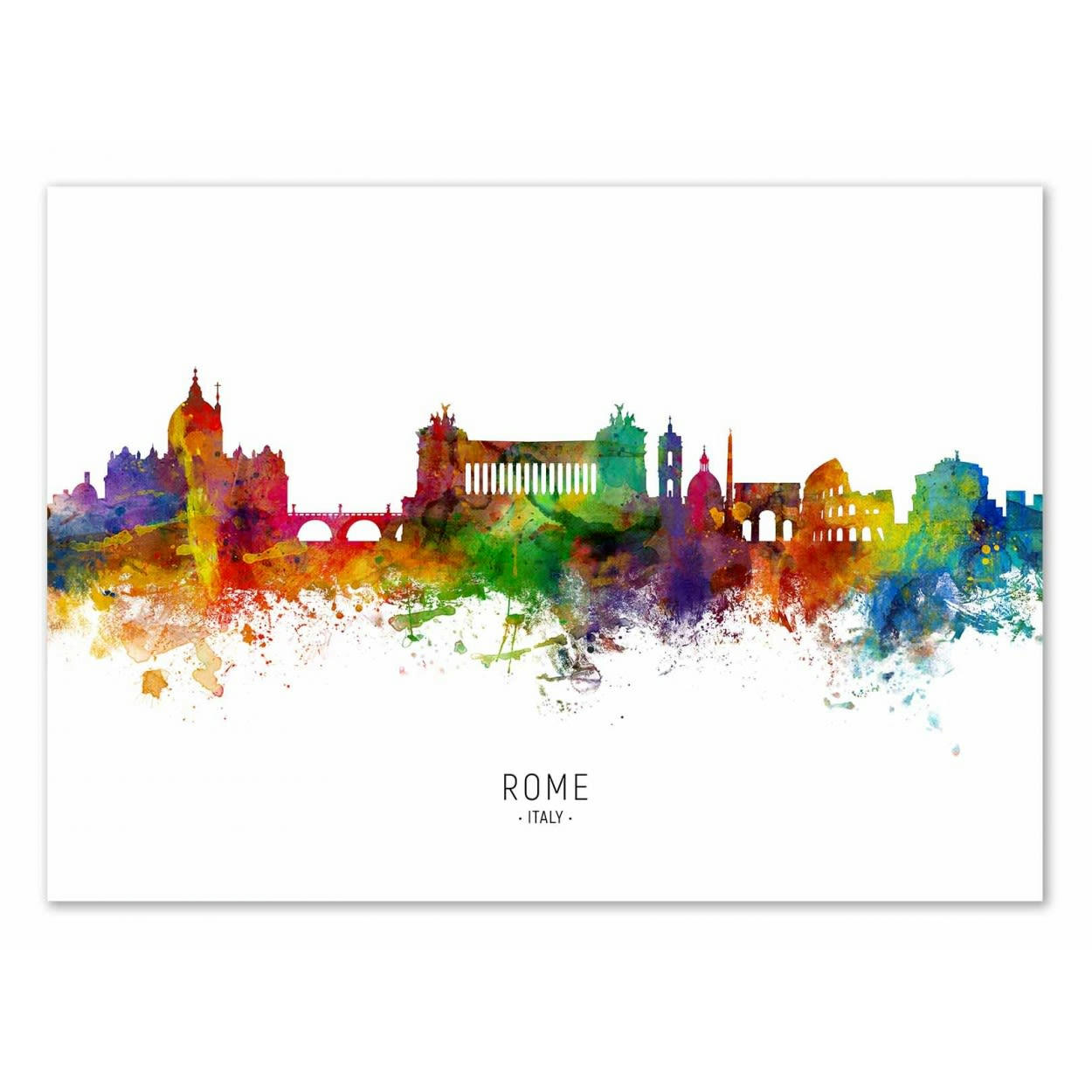 MICHAEL TOMPSETT - ROME ITALY SKYLINE (COLORED VERSION) -  Affiche d'art 50 x 70 cm