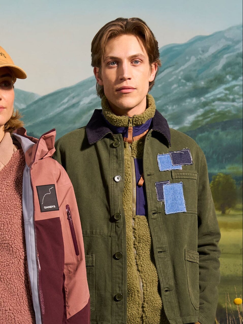 Brecon Cord Collar Patched Chore Jacket in Green