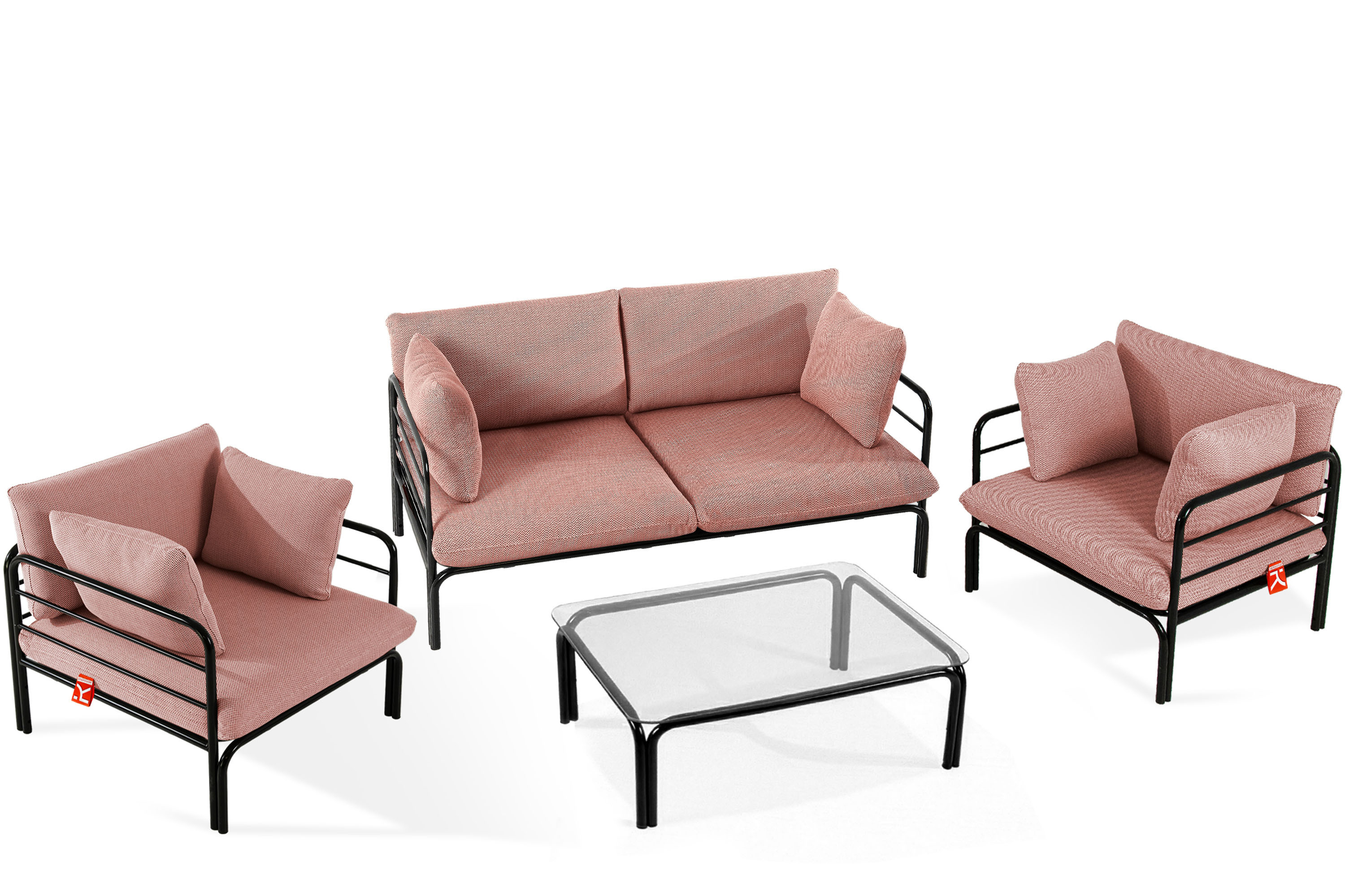 KONSIMO RAMBE Zestaw loftowych mebli ogrodowych 2x fotel   sofa   stolik