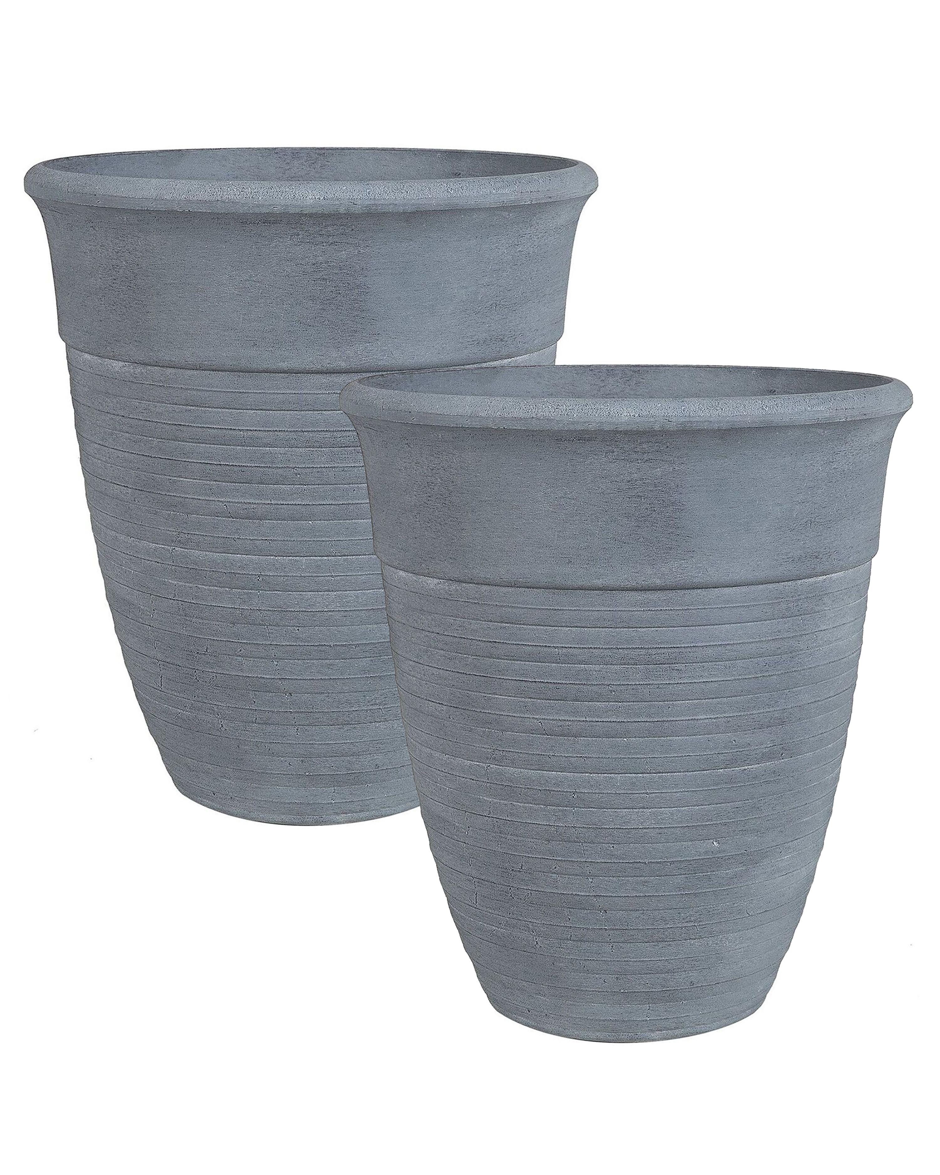 Set of 2 Plant Pots KATALIMA 43 cm Grey