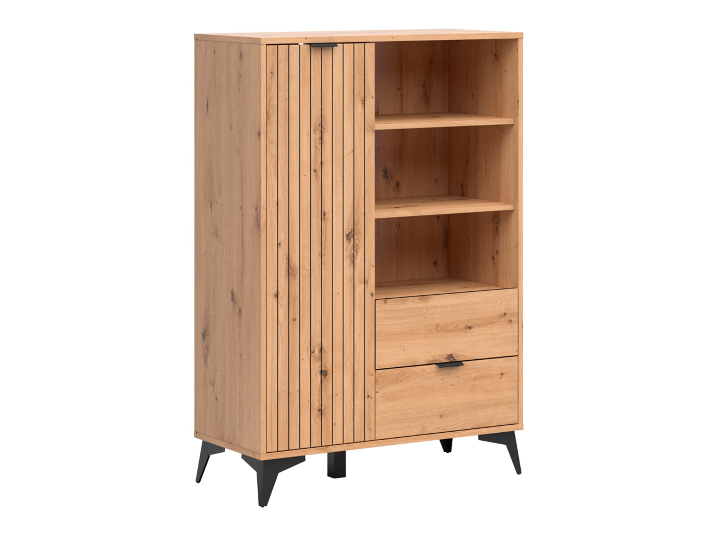 Regał Lamea 90 cm z drzwiami 2 szufladami i 2 półkami dąb artisan