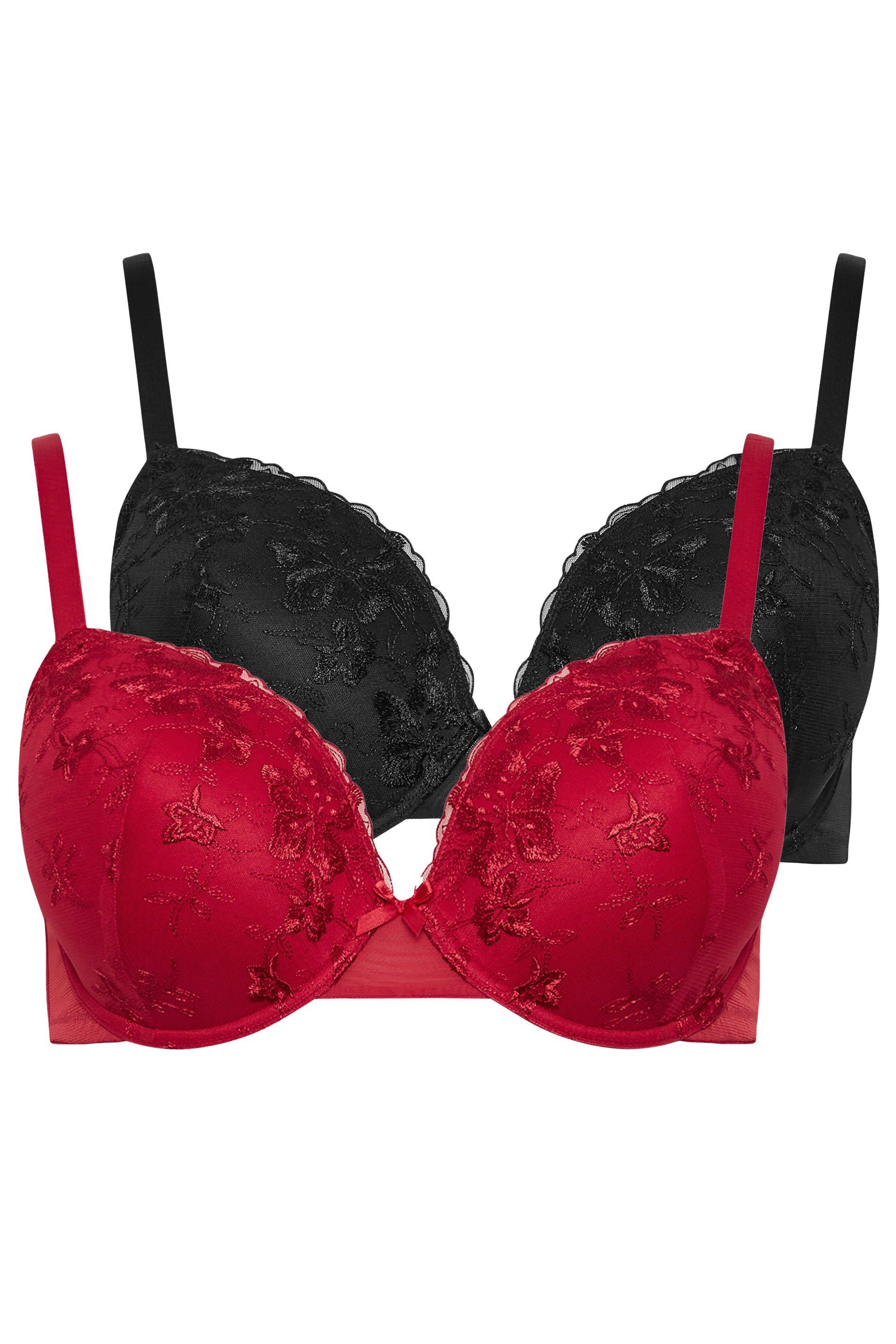 Yours 2 Pack Floral Embroidered Padded Bras