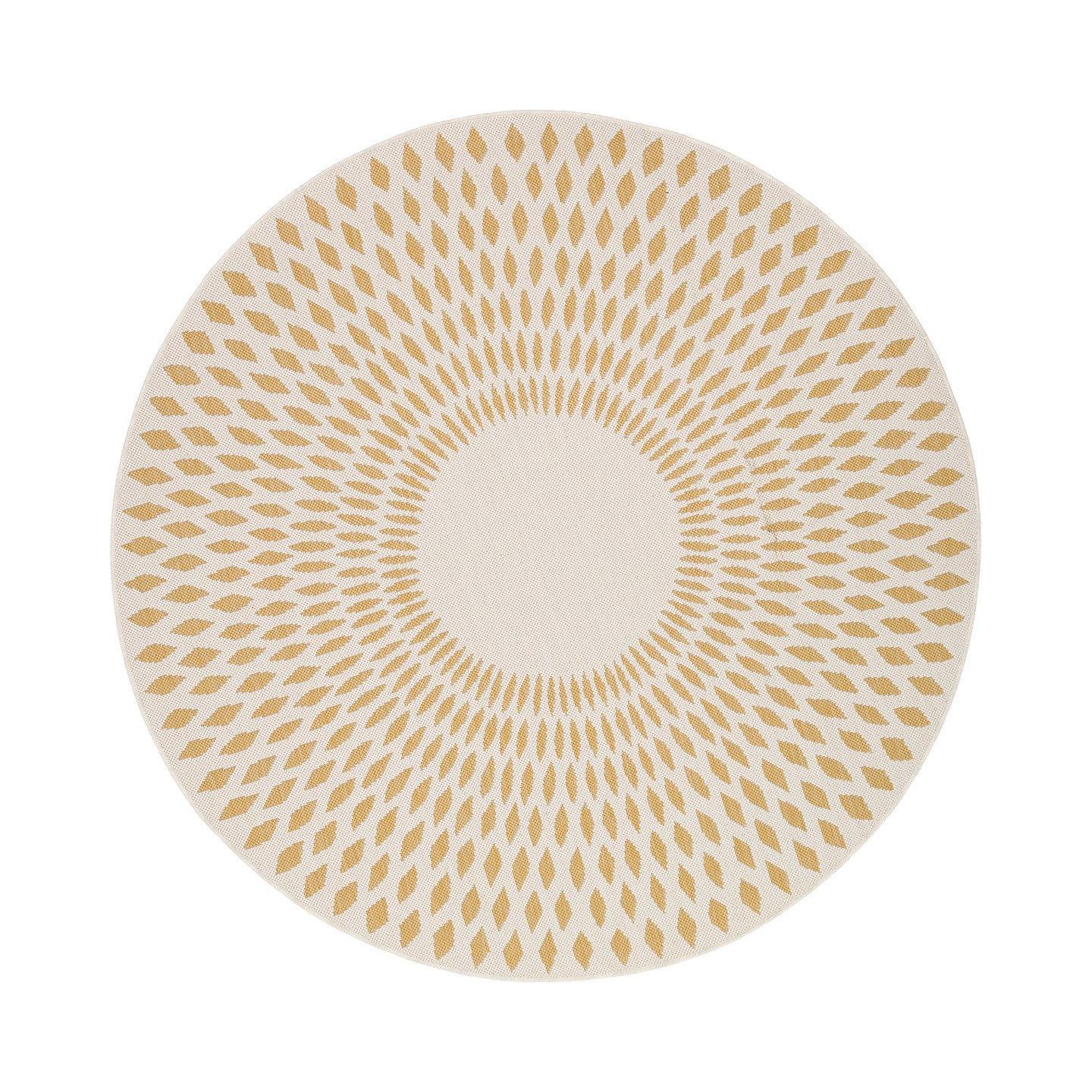 AFK Living vloerkleed Illusion - voor binnen en buiten - geel - 120 x 120 cm