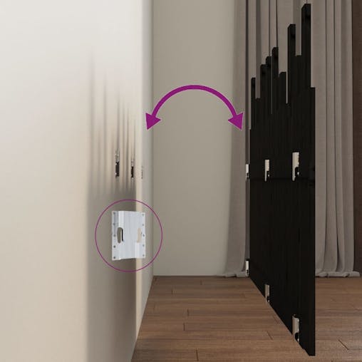 NNEVL Wall Headboard Black 159.5x3x80 cm Solid Wood Pine