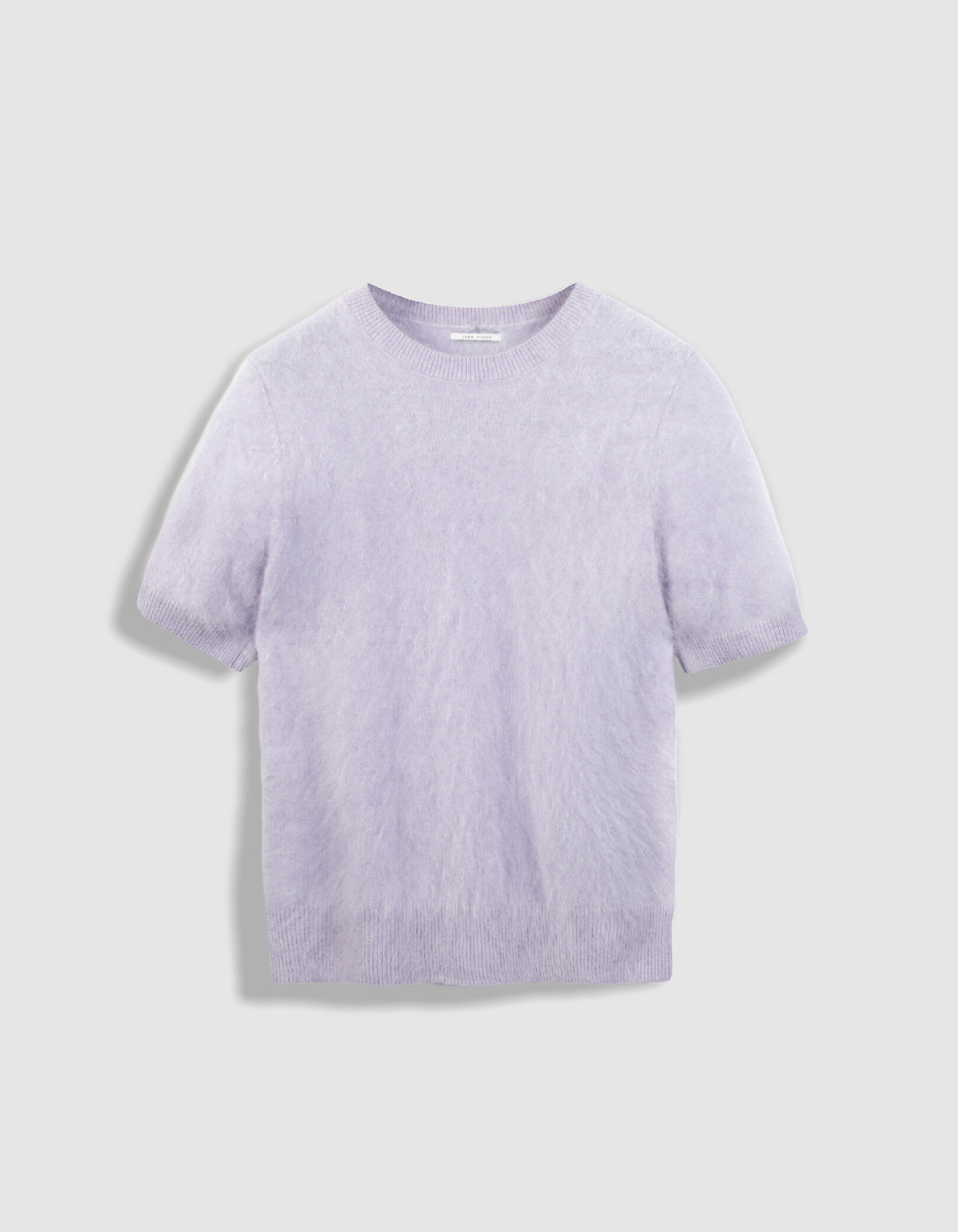 Pull col rond lilas tricot cachemire brossé Femme