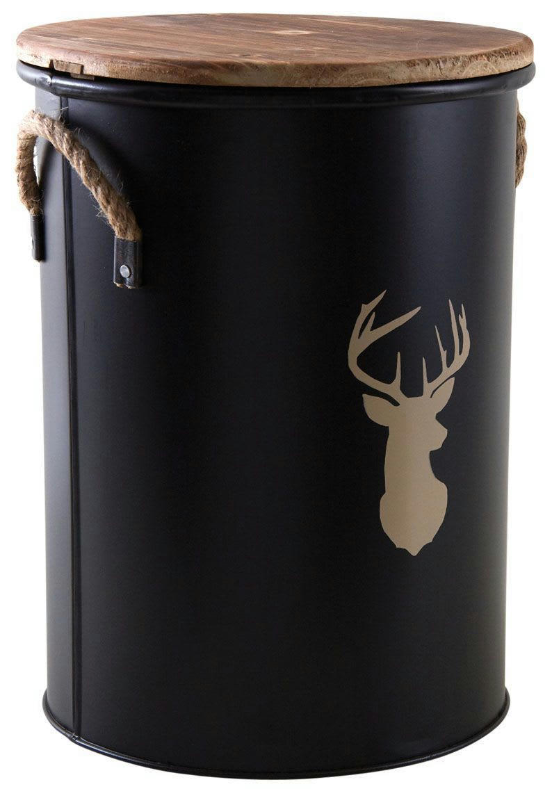 - Tabouret et seau à pellets métal laqué cerf