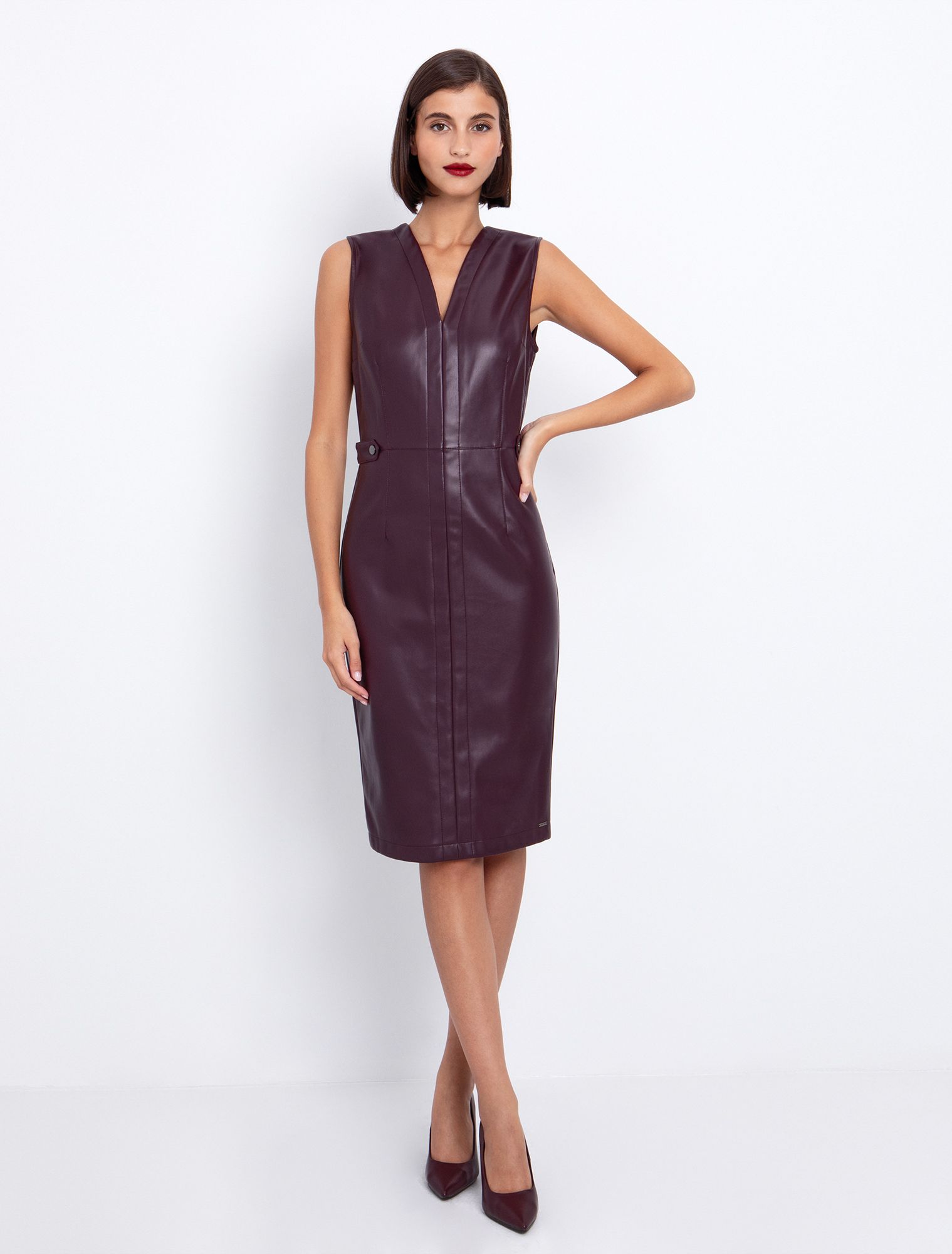 Midi φόρεμα από δερματίνη