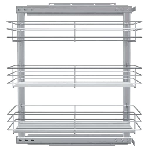NNEVL 3-Tier Pull-out Kitchen Wire Basket Silver 47x35x56 cm