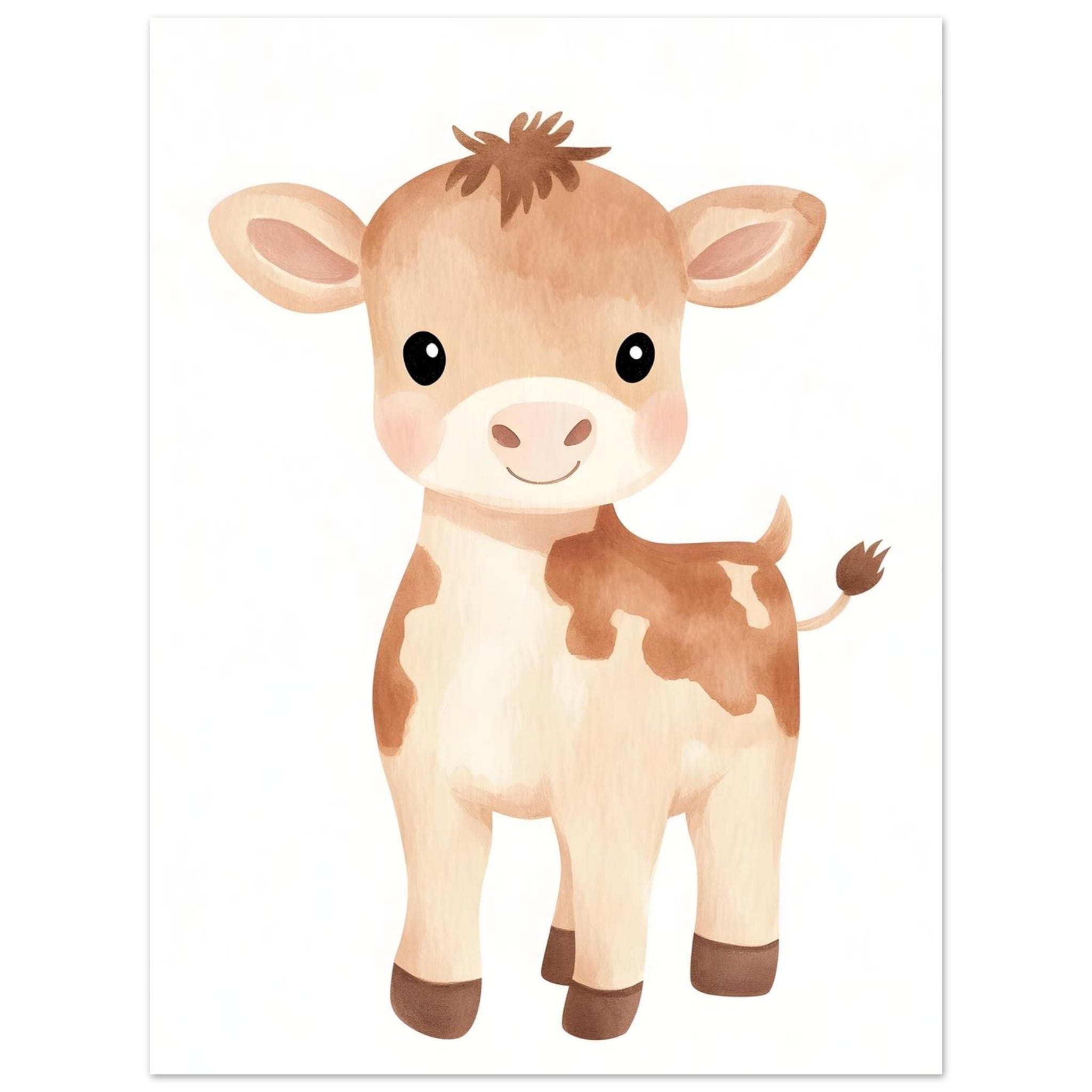 Artfulprints Poster Vrolijke koe  - 30x40 cm - Bruin