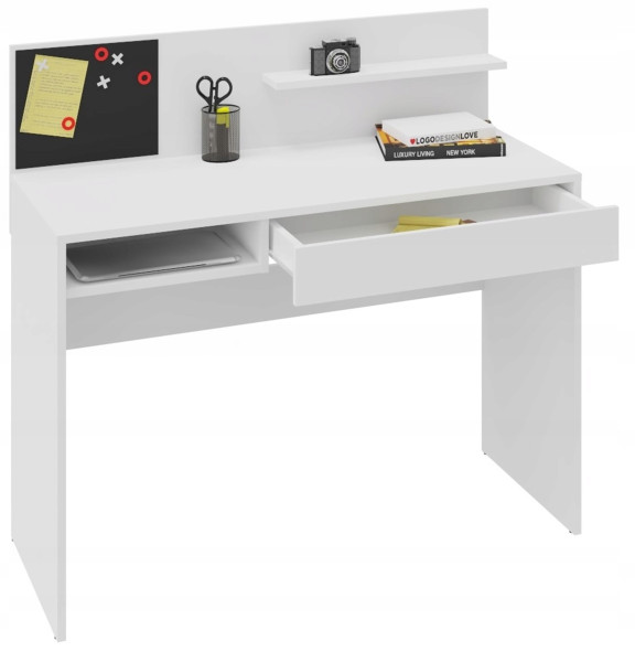 Biurko MAGNET białe 110cm tablica schowek szuflada