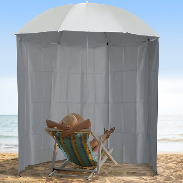 Parasol de plage dia. 2,2 x 2,2H m protection UPF 50   sac transport, sardines et lestage intégrés