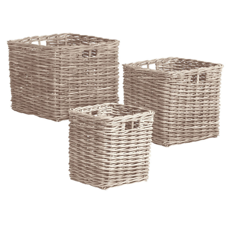 Set de paniers à bûches en saule 3 pièces PRACTO HOME