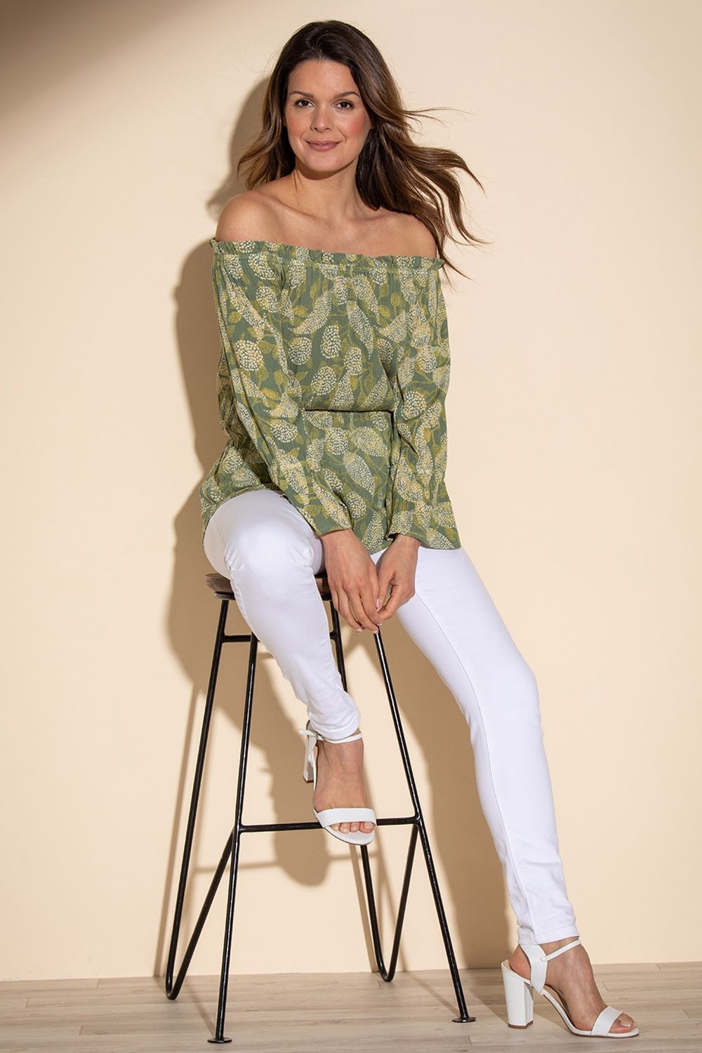 Klass. Printed Bardot Top