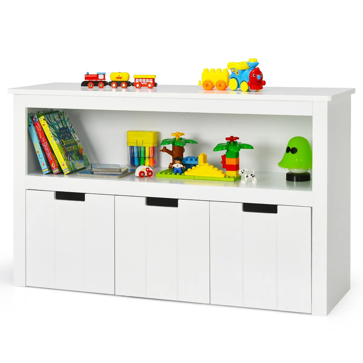 Storage Cabinet Toy Organizer with 3 Removable Drawers Rolling Wheels