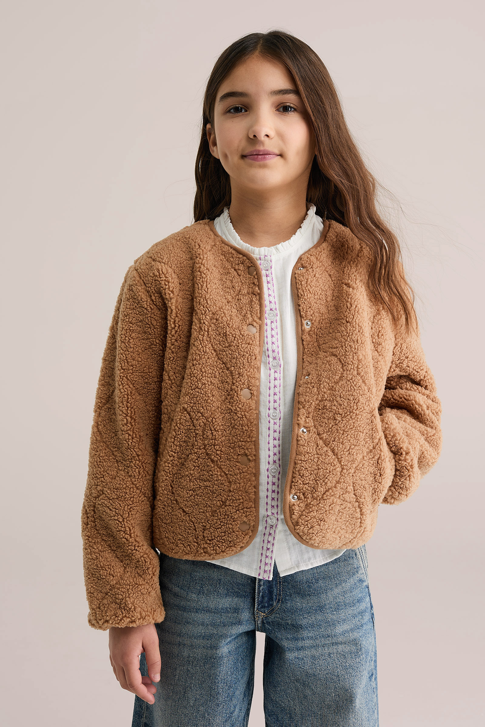 Meisjes teddy jack met structuur