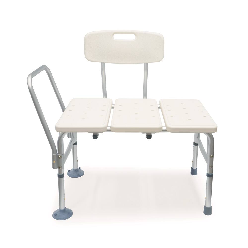 Bios Living Plastic Height Adjustable Bathtub & Shower Transfer Bench/Seat with Armrest, White, 16 to 19-in Height