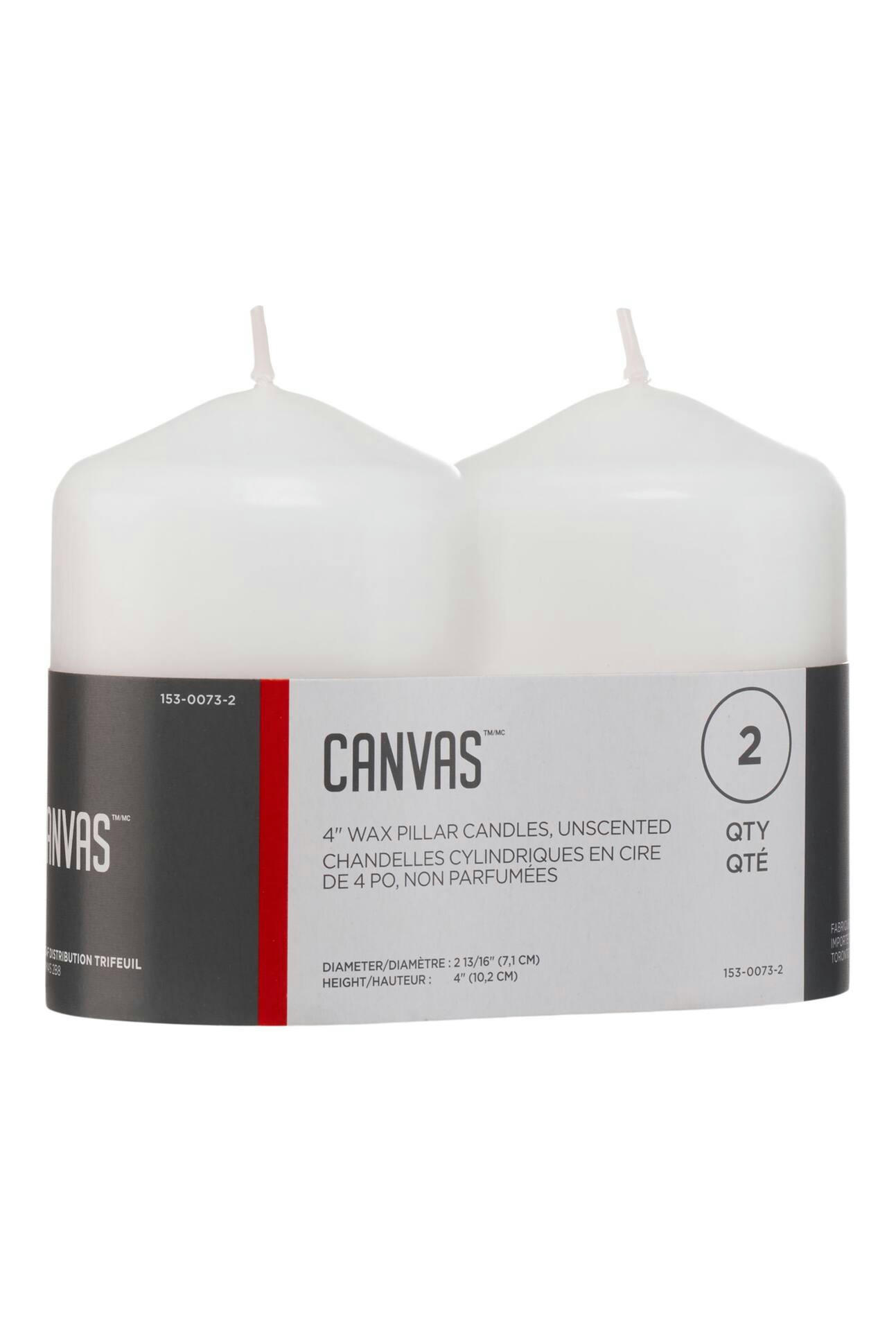 CANVAS Pillar Candle, 3-in x 4-in, 2-pk